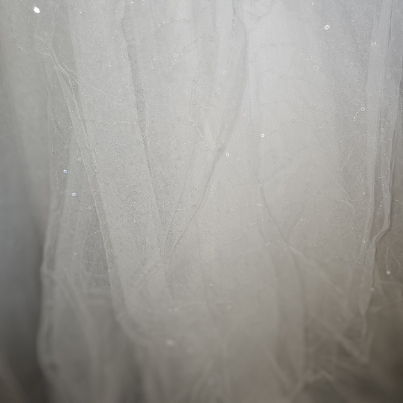 Lovely wedding train dress L 412W organza ivory lace-up back court train sequins - Picture 11 of 12